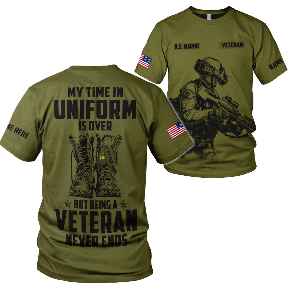 Personalized Shirts My Time In Uniform Is Over But Being A Veteran