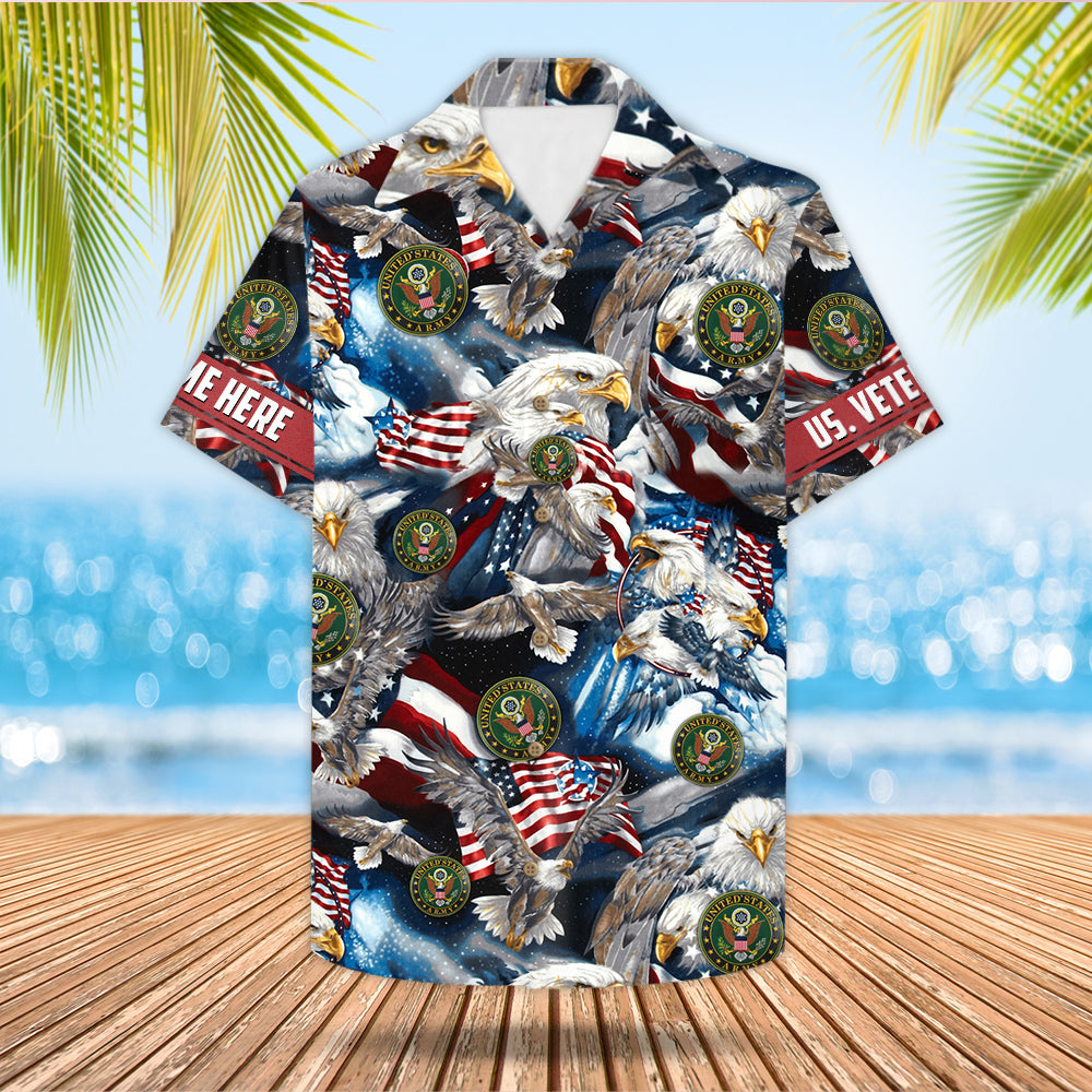 Personalized Hawaiian Shirt Patriots Eagles American Flag Hawaiian