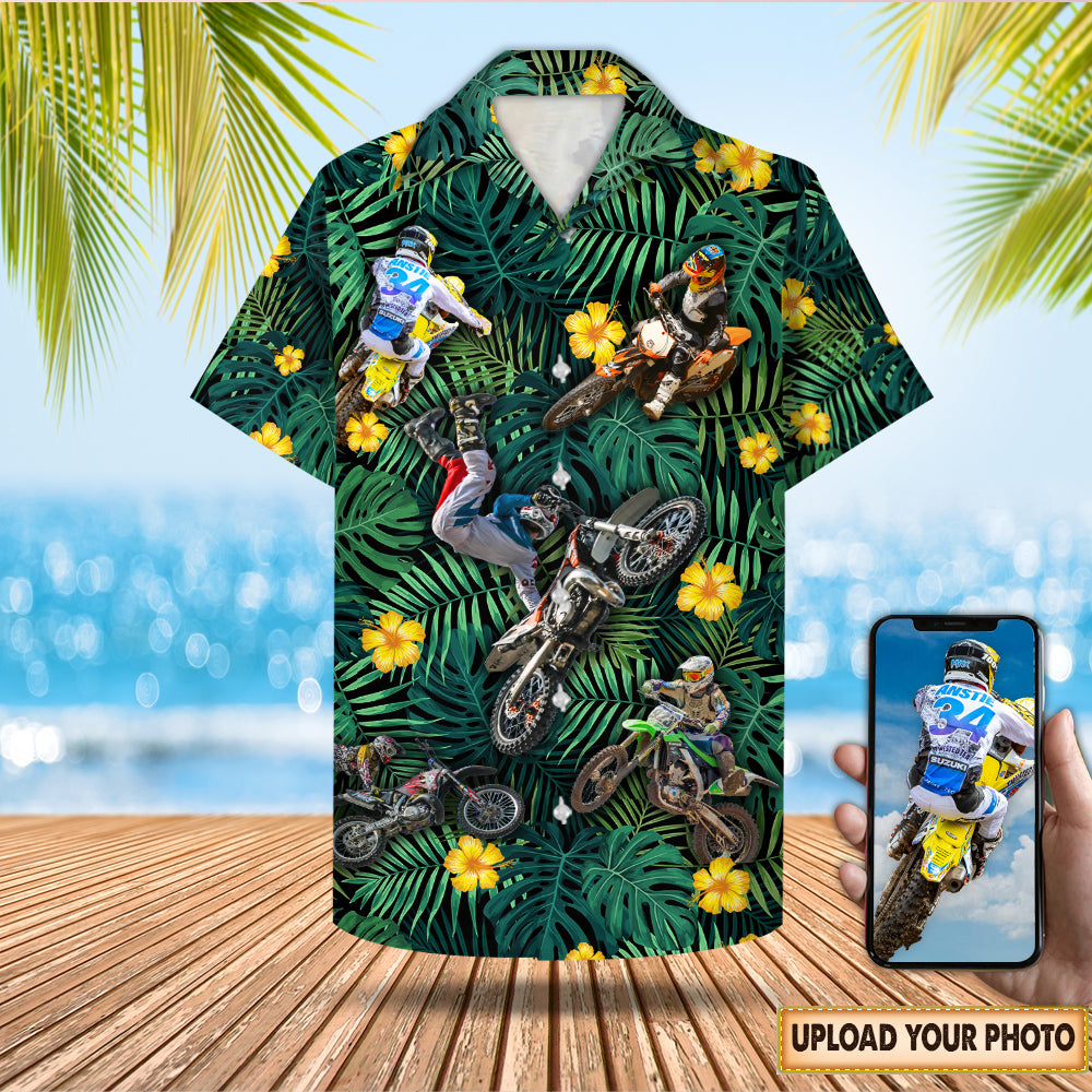 Personalized Shirts Photo Can Be Changed Motocross Hawaiian Shirt Floral Pattern Hk10 Trhn