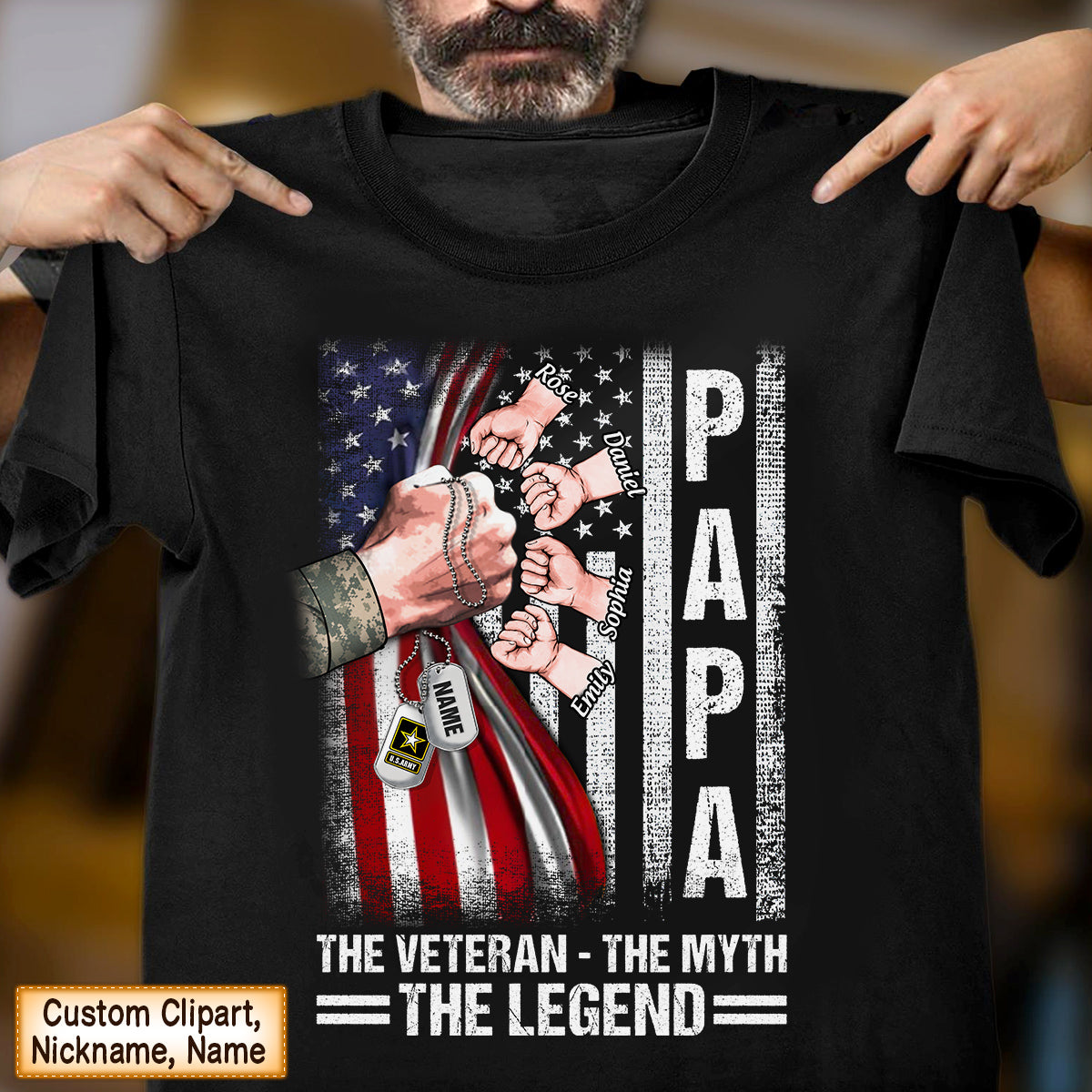 Personalized Shirt Grandpa The Veteran The Myth The Legend Hand Pulling Flag Shirt For Grandpa Veteran Hk10 Trhn