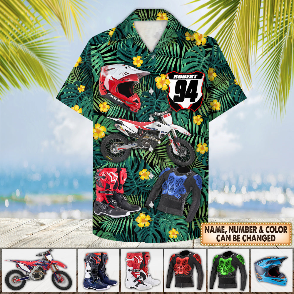 Personalized Shirts Color Can Be Changed Motocross Hawaiian Shirt Floral Pattern Hk10 Trhn