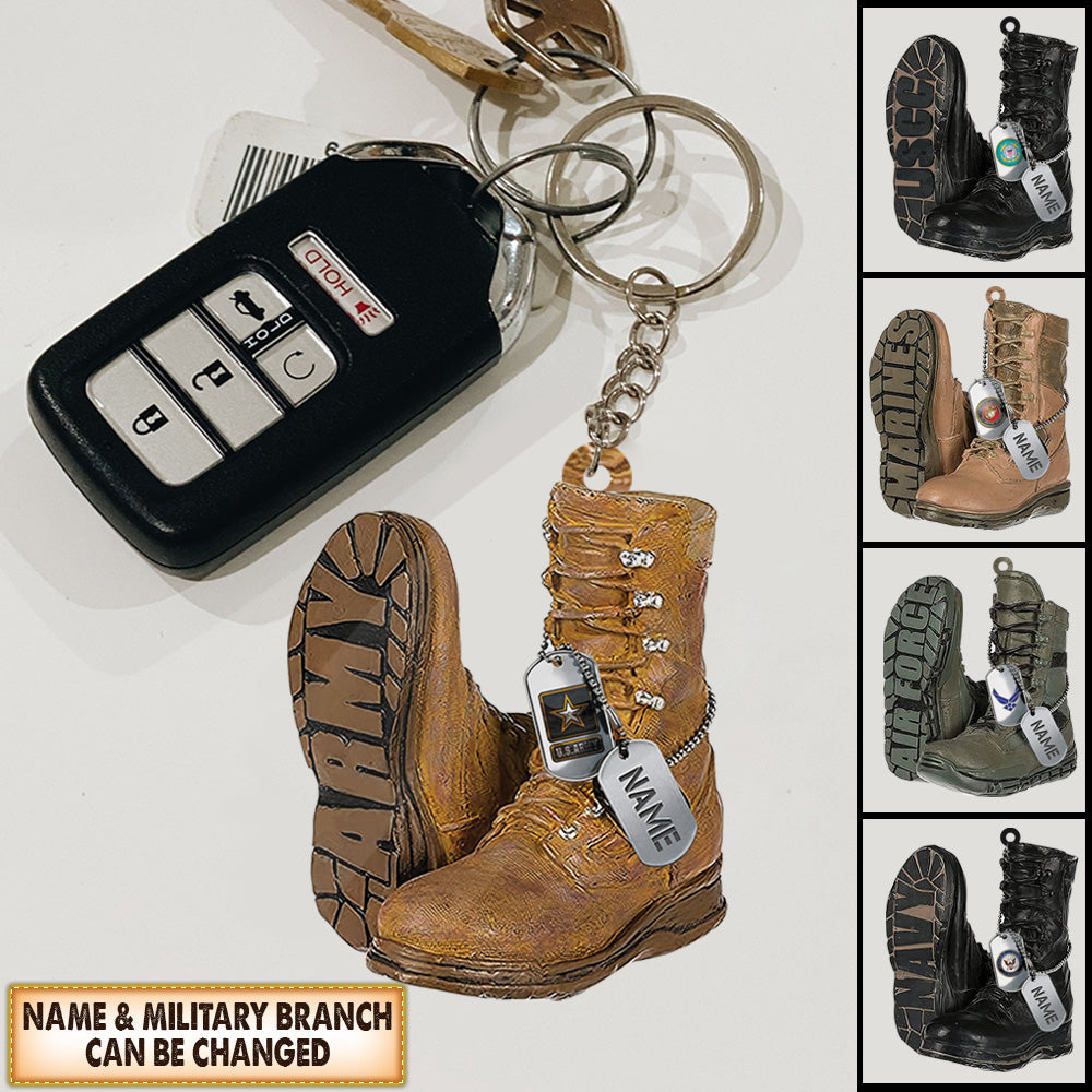 Personalized Acrylic Keychain Military, Combat Boots Gift Made By Acrylic And The 2 Sides Are The Same HK10 -TRHN