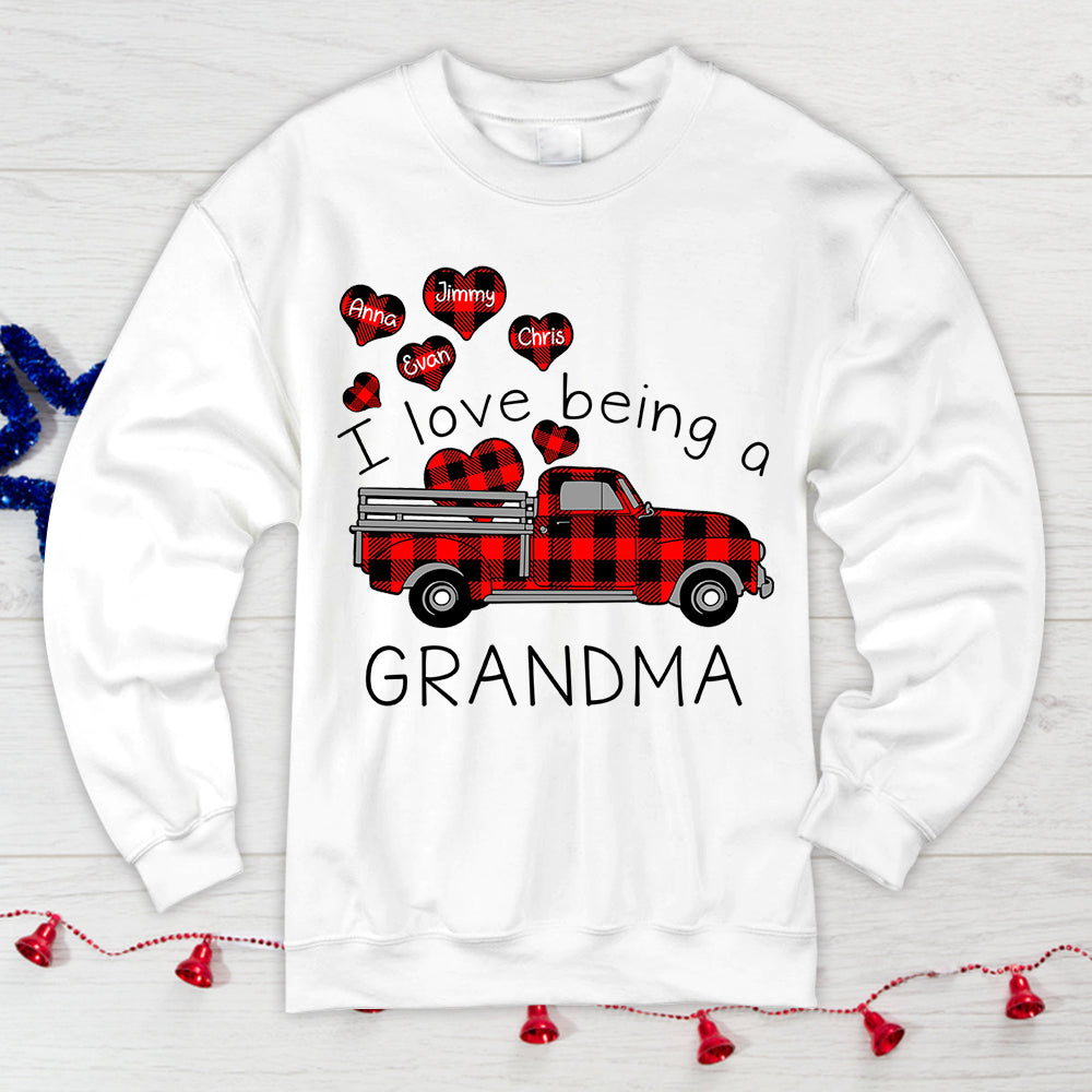 I Love Being Grandma Heart Red Truck Shirt Gift For Grandma