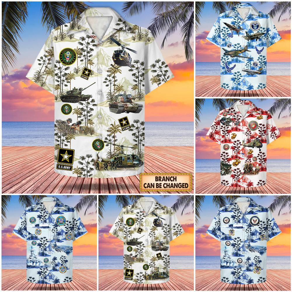 Personalized Hawaiian Shirt Mountain Coconut Palm Trees Hawaiian Shirt For Veteran Hk10 Trhn