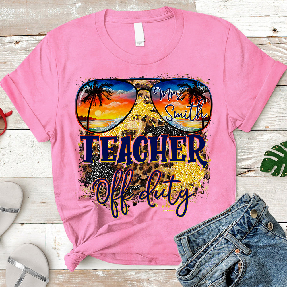 Personalized Shirt Teacher Of Duty Summer Sunglasses Glitter Leopard Teacher Summer Shirt H2511