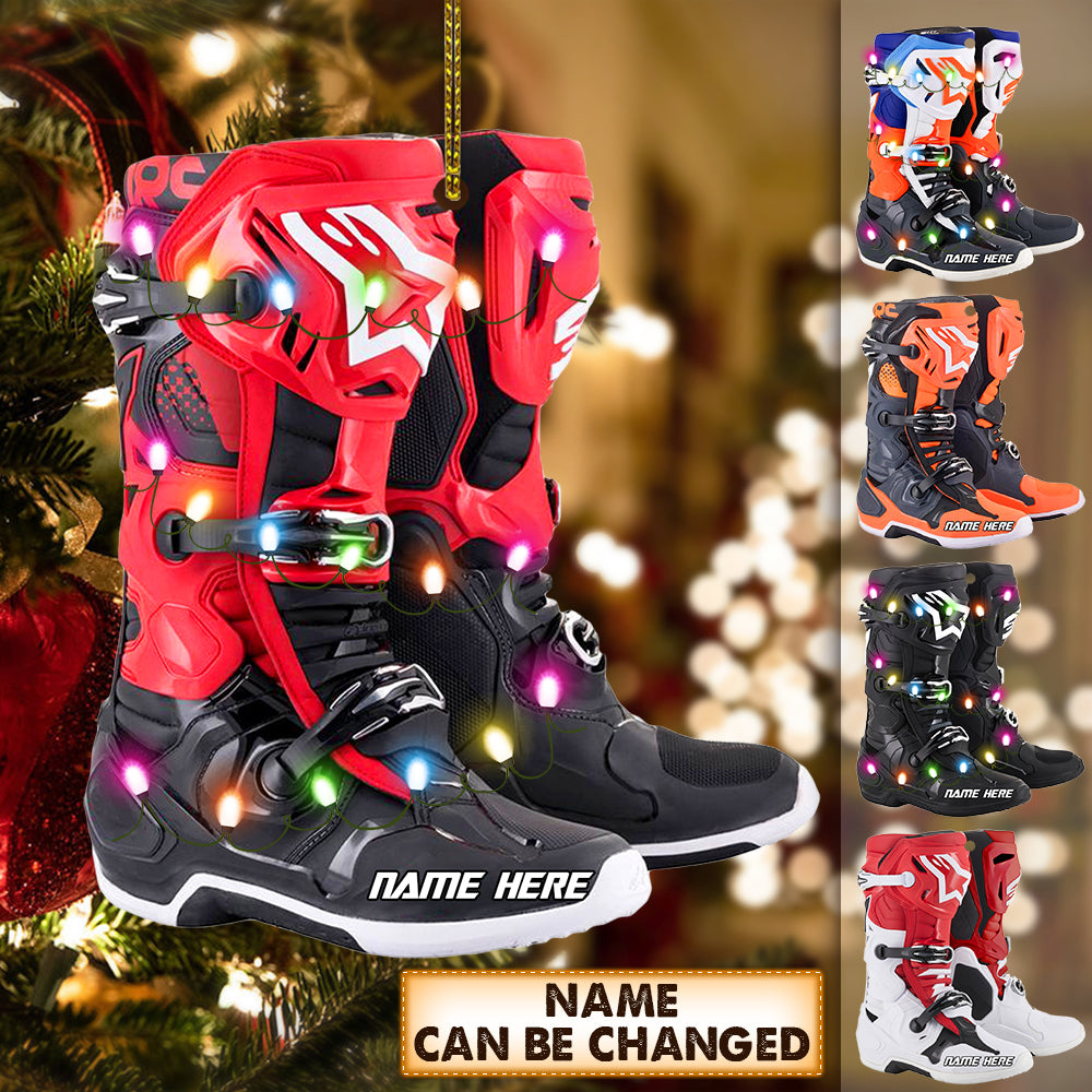 Personalized Ornament Motocross Boots Custom Shaped Ornament HK10, Made By Acrylic And The 2 Sides Are The Same