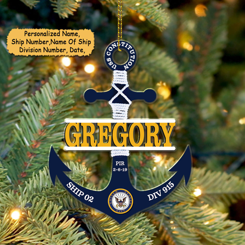 Personalized Ornament US Navy Anchor Door Hanger Pir Gift Sailor Gift US Navy Graduation Gift Nautical Gift For Xmas HK10 - TRHN, Made By Acryluc And One Side Print