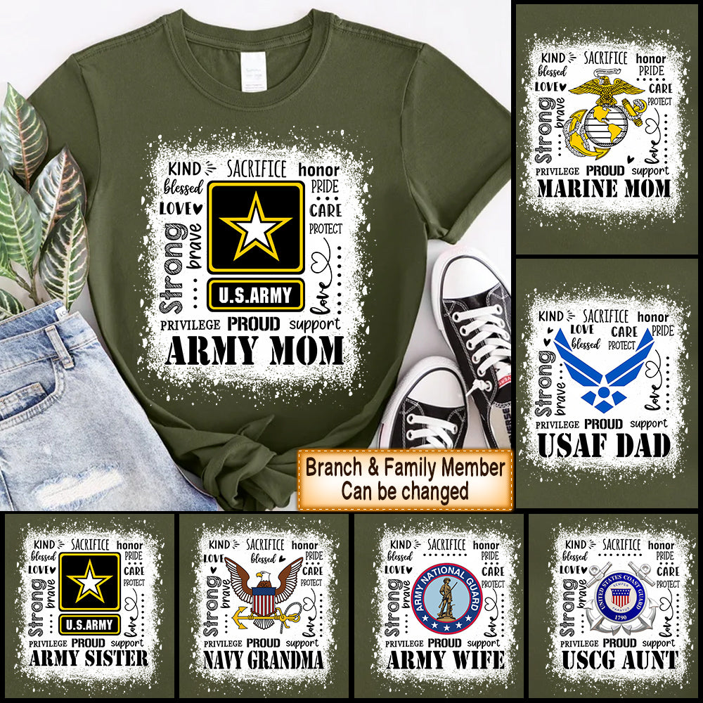 Personalized Proud Military Mom Dad Other Typography T-Shirt For Military Family Member Hk10 Trhn
