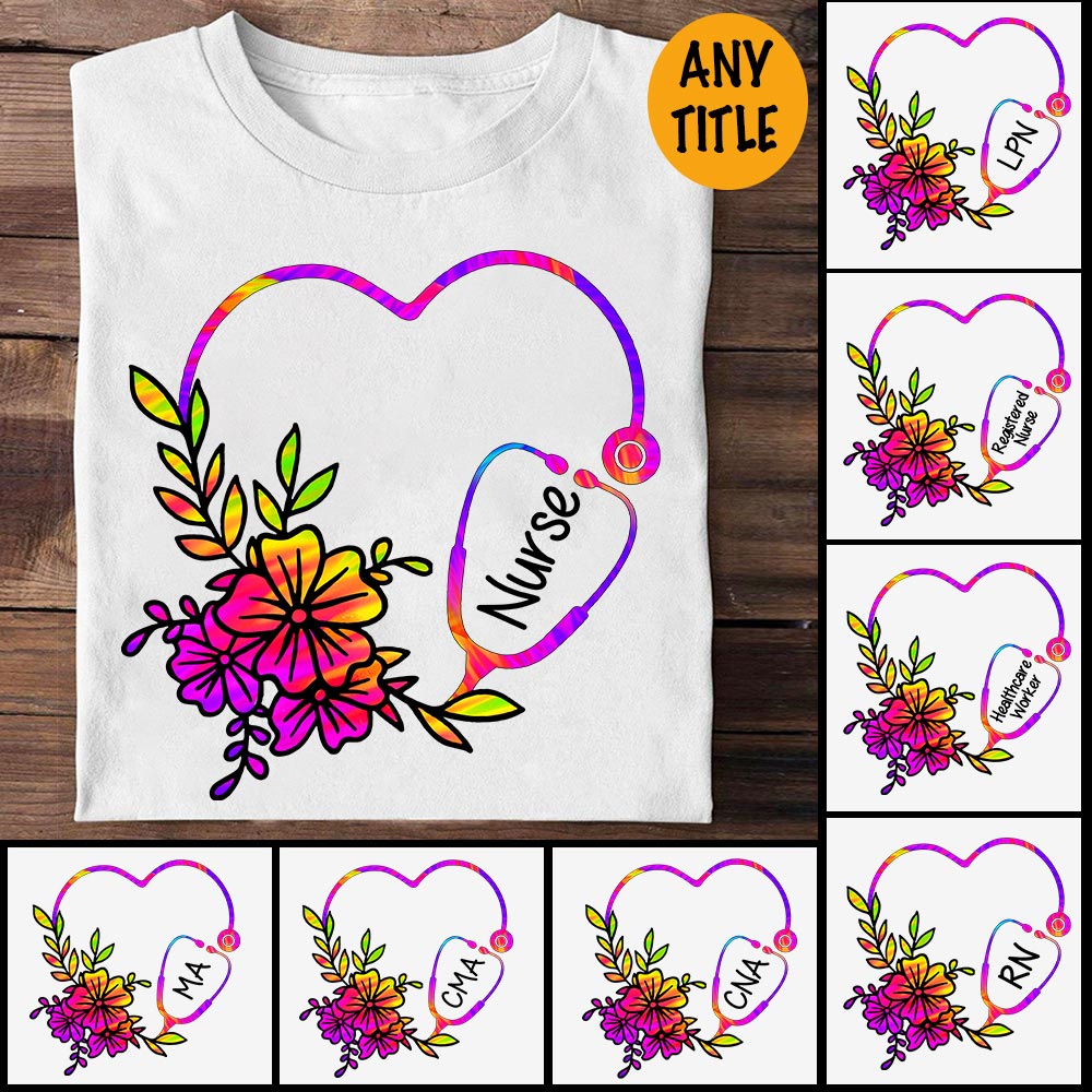 Personalized Shirt With Types of Nurses Flower  Heart Nurse - K1702 - Do99