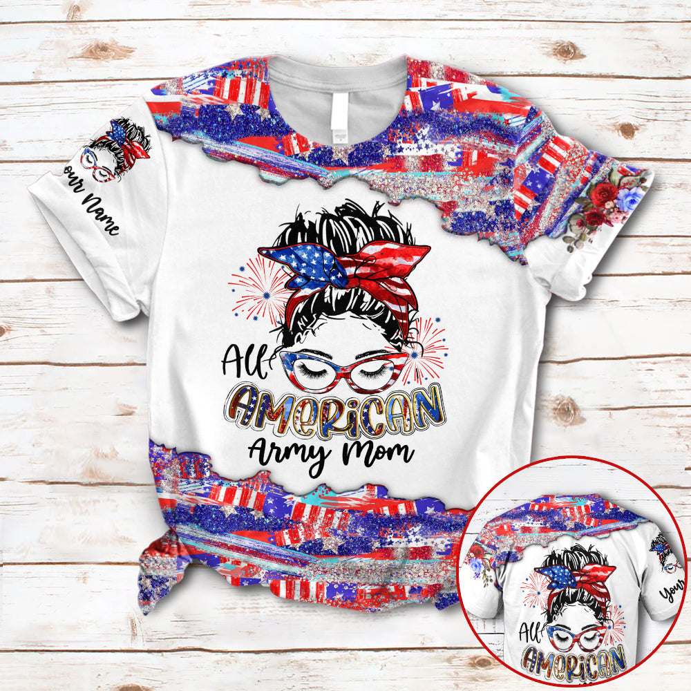 Personalized Shirt 4th July All American Army Mom Independence Day Shirt  For Military Mom Wife Sister Aunt Family Member Vr2 H2511