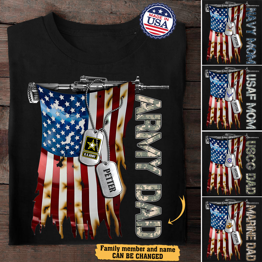 Peresonalized Shirt Distressed American Flag Shirt For Military Army Marine Air Force Navy Coast Guard Dad Mom Wife Family Member H2511