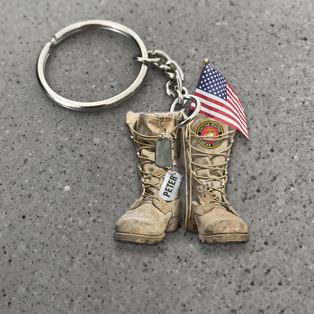 Custom Personalized U.S Military Dog Tag Key Chain w/ Key Chain Ring Shiny  Army