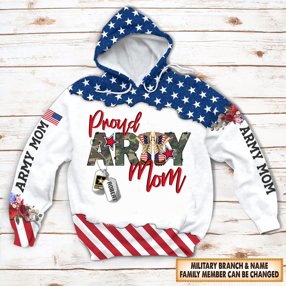 Personalized Shirt 4th July All American Army Mom Independence Day Shirt  For Military Mom Wife Sister Aunt Family Member Vr2 H2511