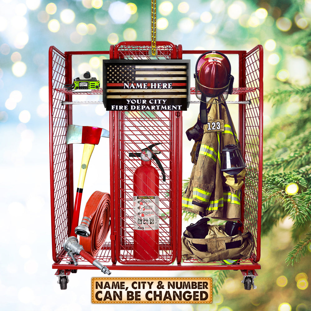 Personalized Ornament Gear Grid Firefighter Acrylic Ornament One Sides Print Hk10, Made By Acryluc And One Side Print