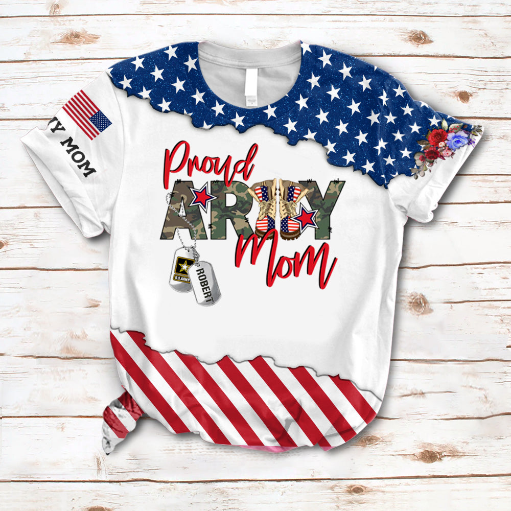 Personalized Shirt 4th July All American Army Mom Independence Day Shirt  For Military Mom Wife Sister Aunt Family Member Vr2 H2511