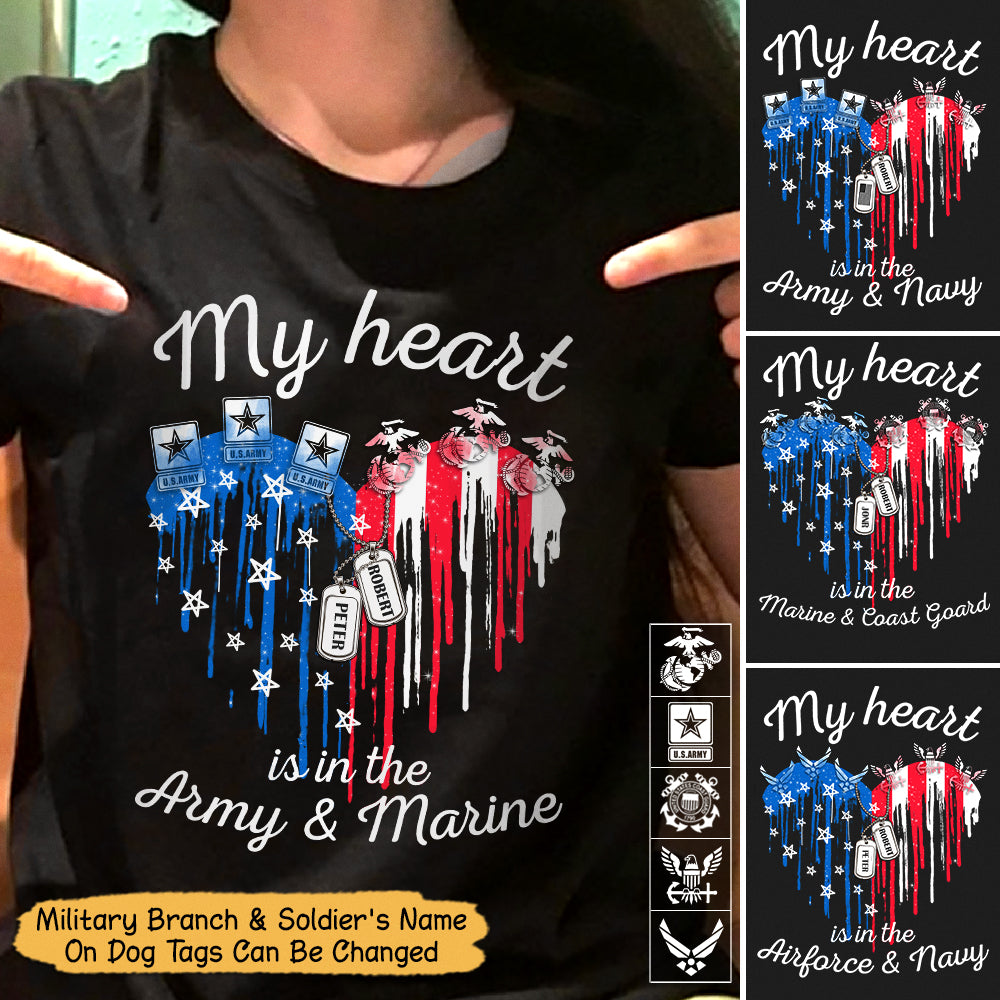 Personalized Family Member, Military Branch - My Heart is in the Navy & Air Force,... (Other) - Military Shirt- TRHN - K1702