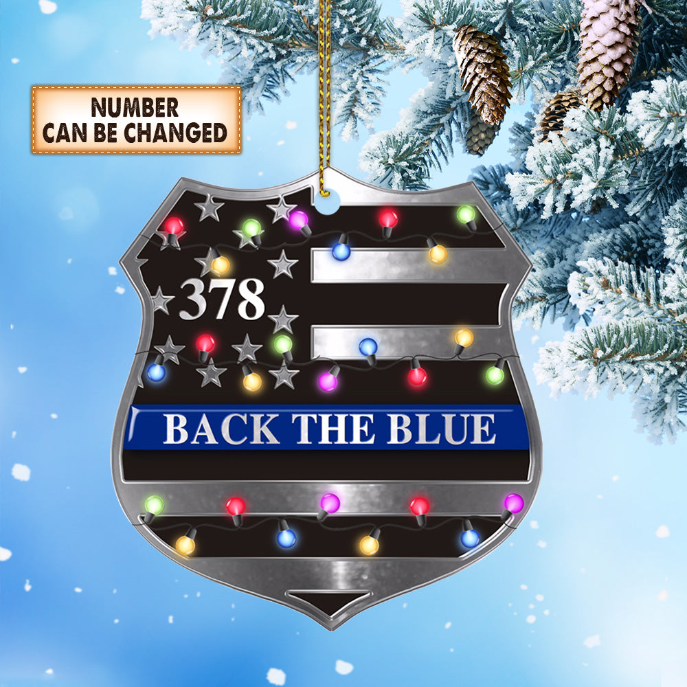 Personalized Ornament Family Member Badge Number I Back The Blue For My Family Acrylic Ornament Printed Two Sides With The Same Design HK10 TRHN