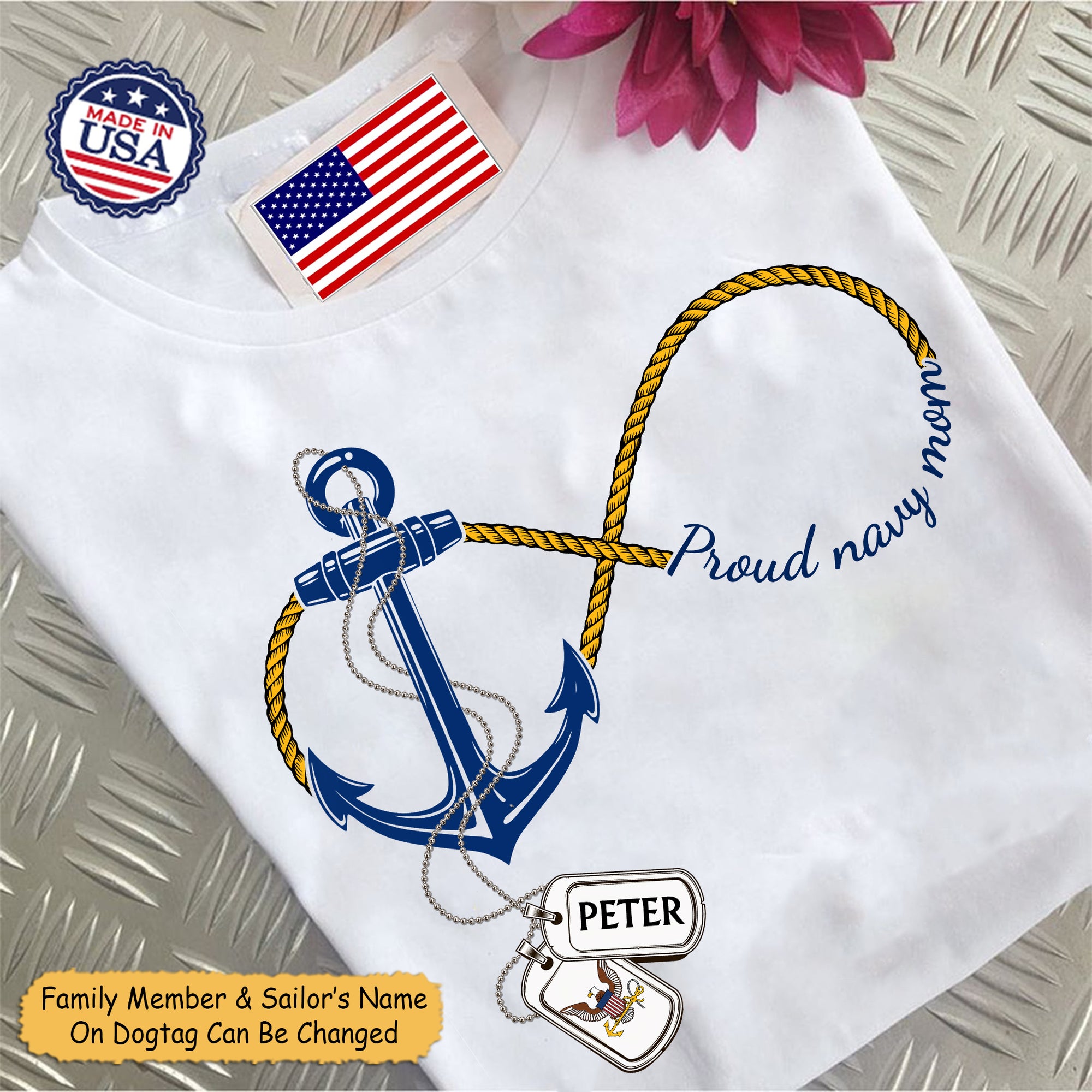 Personalized Sailor's Name & Family Member - Proud Navy Mom, Navy Wife, Navy Grandma... Infinity Love U.S Navy - K1702 - TRHN