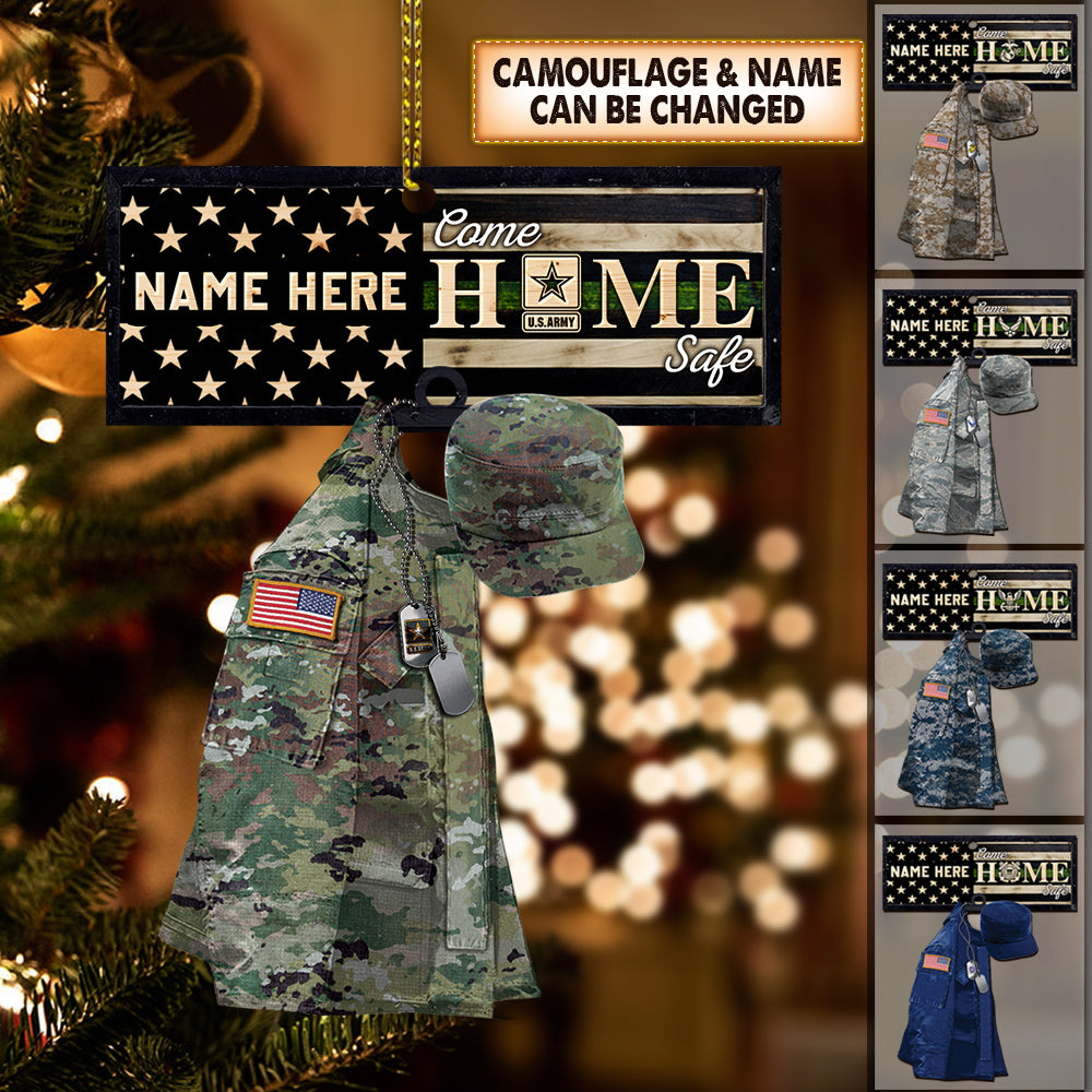 Personalized Ornament Come Home Safe Combat Uniform Military Christmas Ornament HK10 -TRHN, Made By Acrylic And The 2 Sides Are The Same