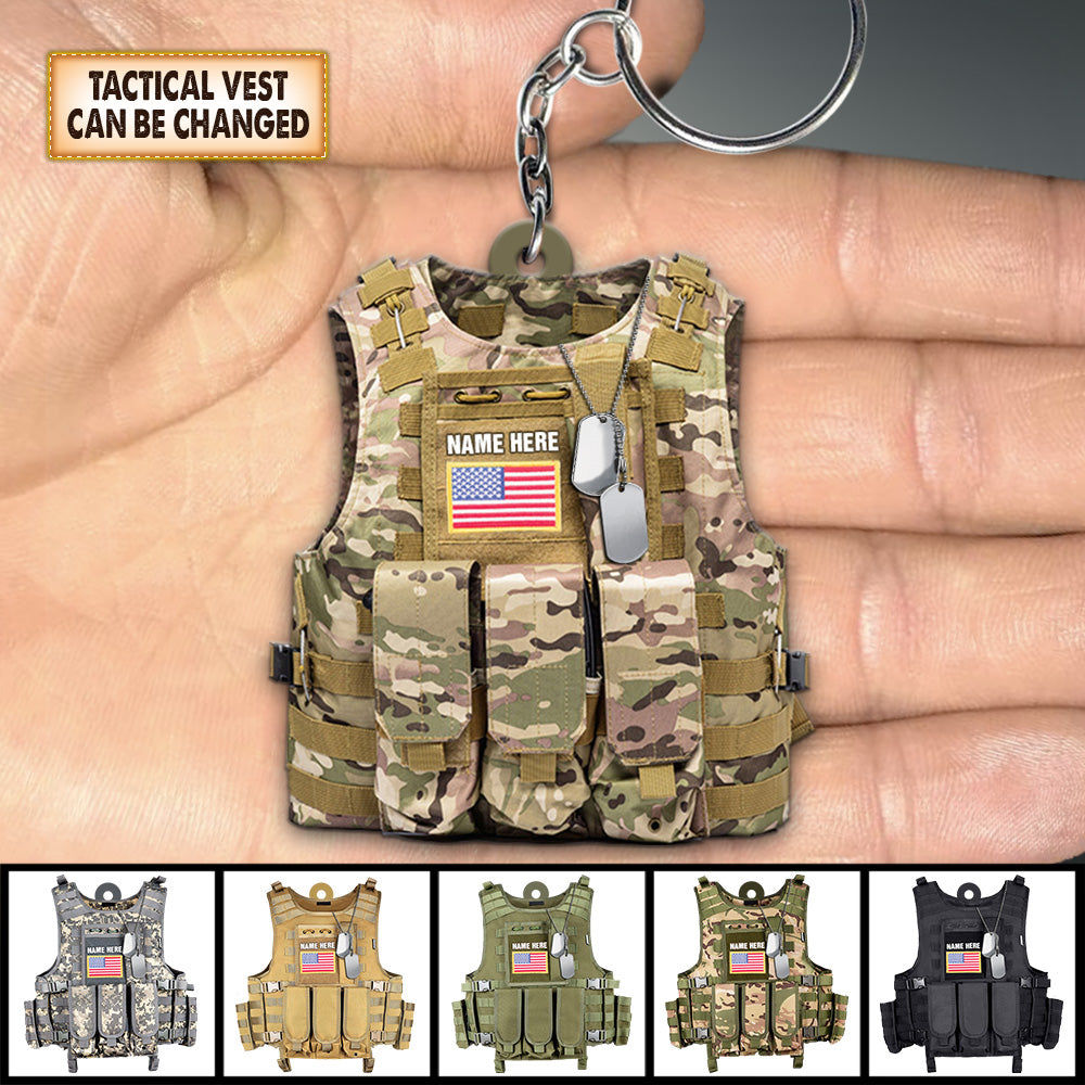 Personalized Acrylic Keychain Military, Armed Forces Tactical Combat Vest HK10 Trhn, Made By Acrylic And The 2 Sides Are The Same HK10 TRHN