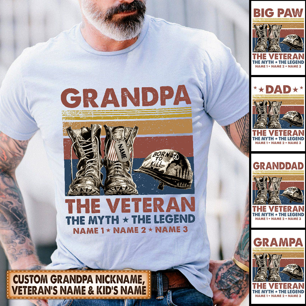 Personalized Shirt Grandpa The Veteran The Myth The Legend Custom Year And Title Father's Day Veteran's Day Shirt For Veteran Hk10 - TRHN